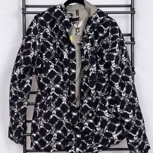 Chic Black and White Chain Pattern Jacket